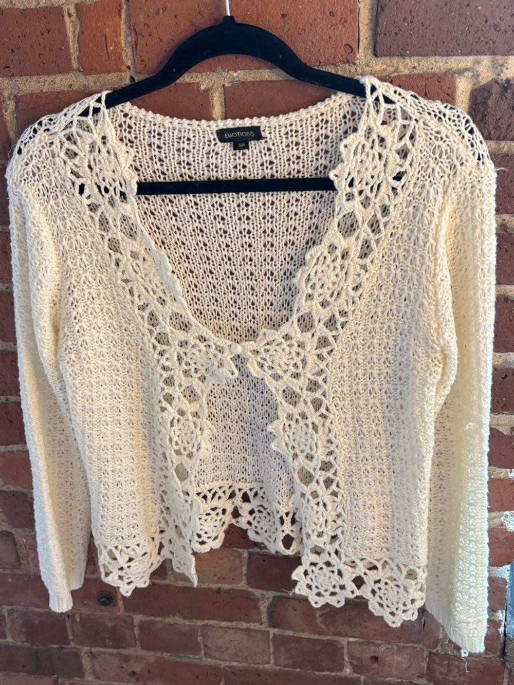 Vintage White Crochet Embroidered Cardigan Sweater